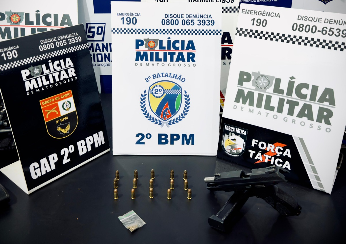 PM prende dois suspeitos por ameaça e apreende arma de fogo em Pontal do Araguaia