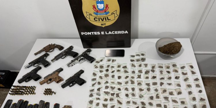 Polícia Civil prende dois suspeitos e apreende sete armas de fogo em Nova Lacerda