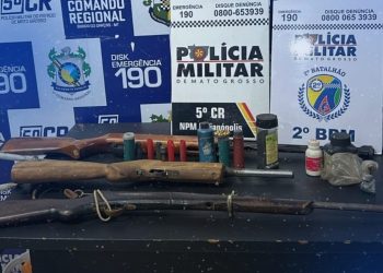 Polícia Militar localiza armas, munições e indícios de crime ambiental em zona rural de Barra do Garças