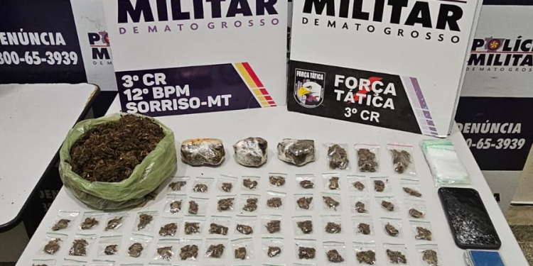 Força Tática fecha ponto de venda de drogas e prende faccionado com maconha em Sorriso