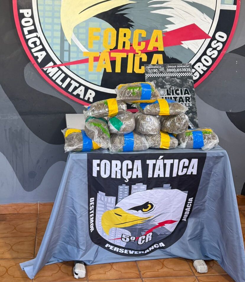Força Tática apreende mais de 5 quilos de maconha em ônibus na BR-070, em General Carneiro