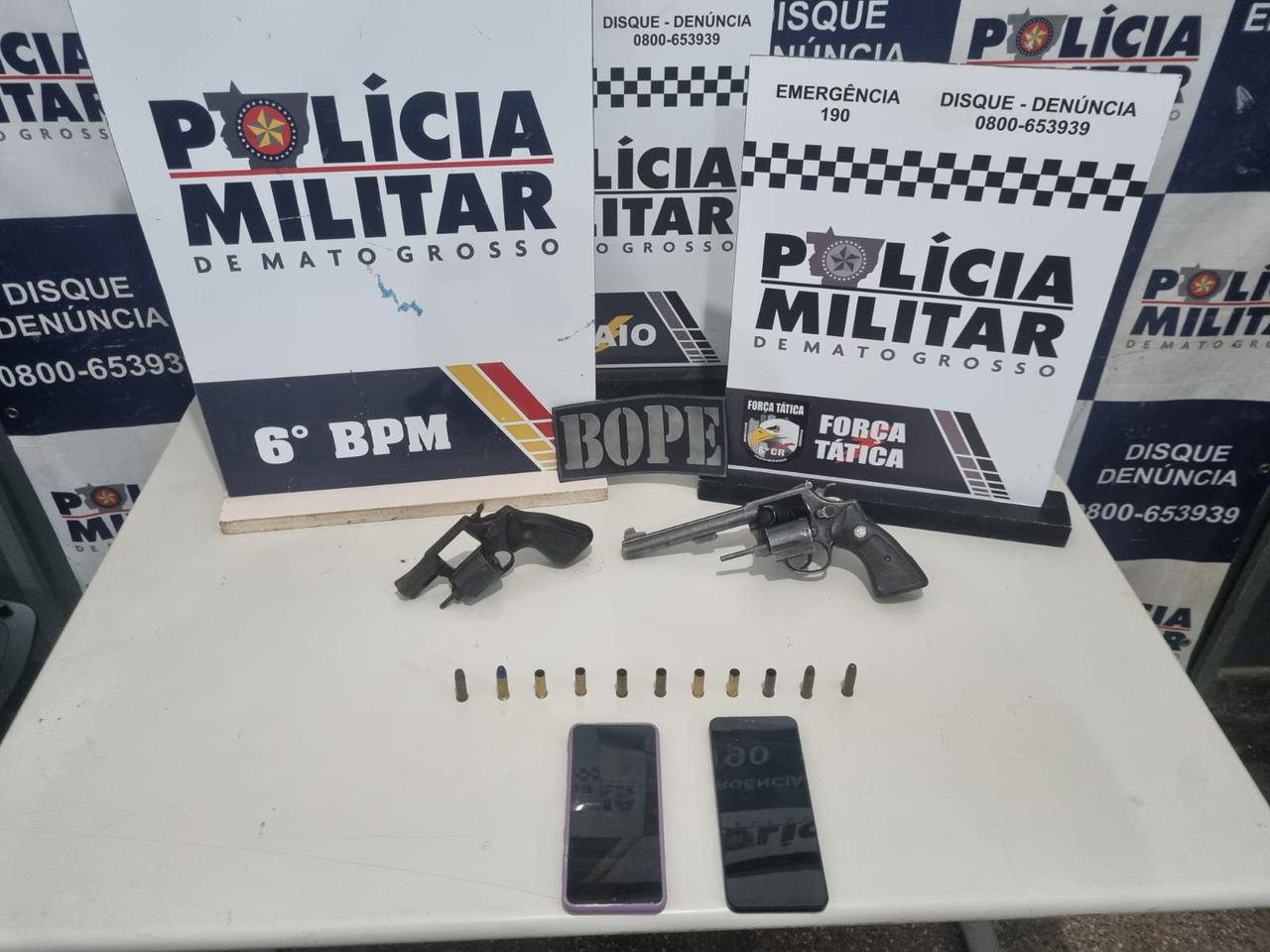 Polícia Militar apreende armas de fogo e localiza suspeitos que cometeriam homicídio em Cáceres