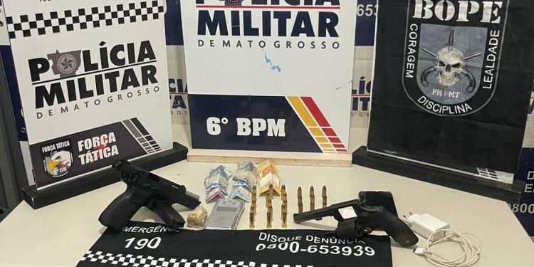 Polícia Militar detém cinco faccionados com armas, munições e drogas em Cáceres