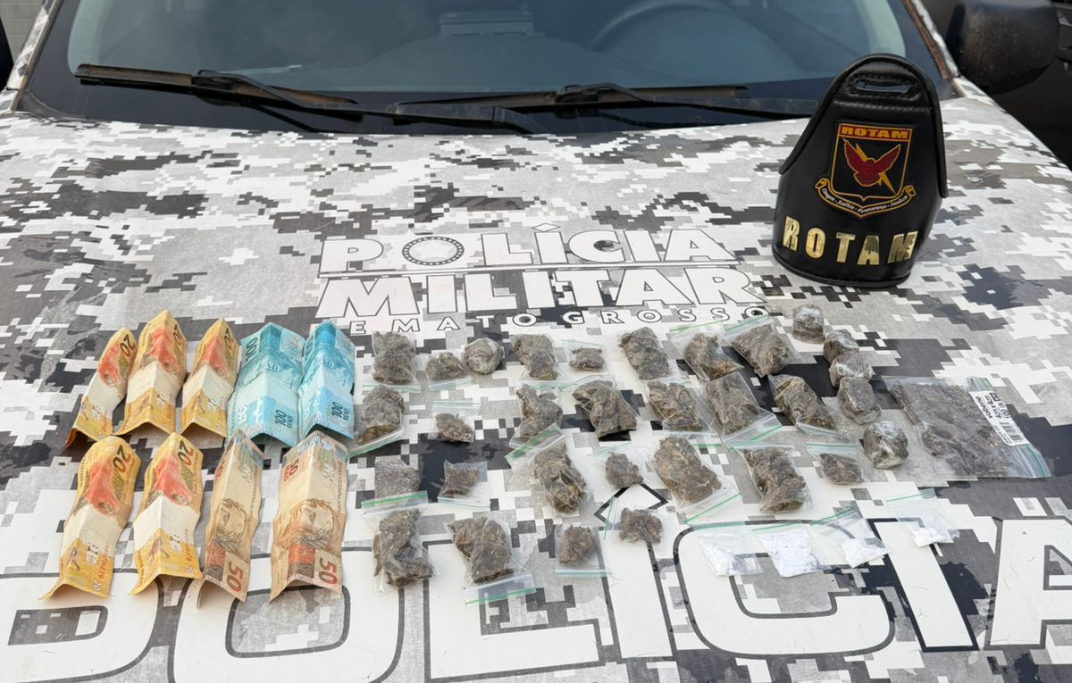 Rotam prende homem com maconha e cocaína após abordagem em Cuiabá
