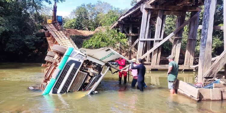 Motorista morre ao perder controle e cair de ponte com carreta na região do Araguaia