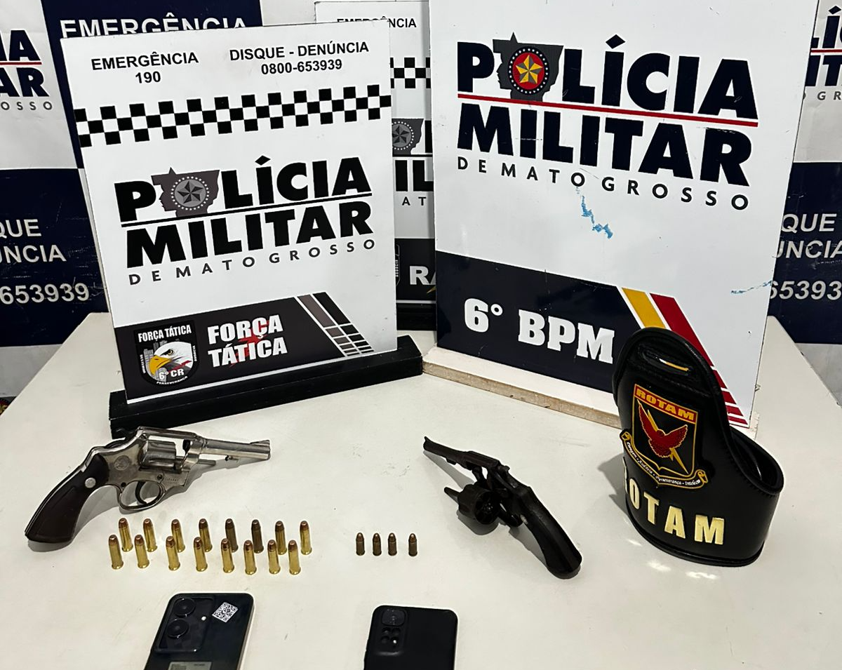 Polícia Militar conduz cinco faccionados e apreende duas armas de fogo em Cáceres