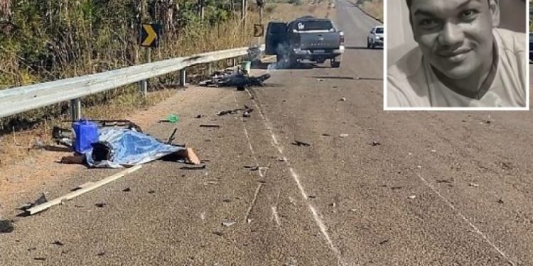 Homem morre e empresária fica ferida em colisão de moto e caminhonete em MT